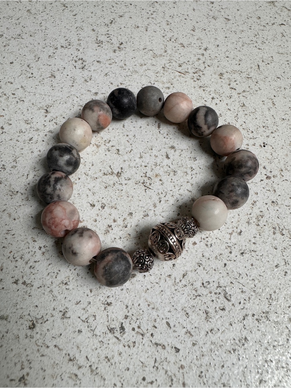 Natural Gemstone Bracelet with Silver Accent